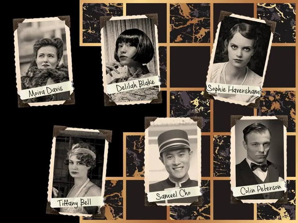 Old photographs of the suspects pinned to an evidence board