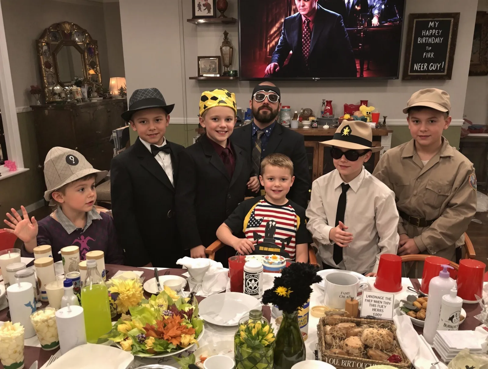 Murder Mystery Games for Family. Showing a wide age range.